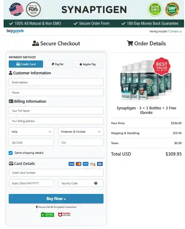 Synaptigen Order Page